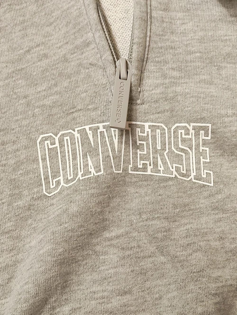 Converse | Girls Light Gray Quarter-Zip Pullover